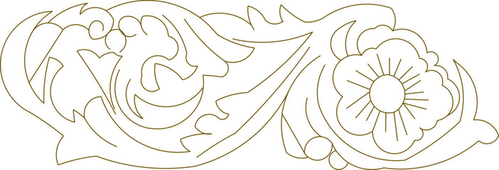 Vector sketch illustration silhouette drawing design ornament ornate vintage classic floral motif 