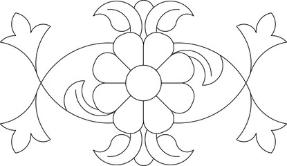 Vector sketch illustration silhouette drawing traditional vintage floral carving ornament design