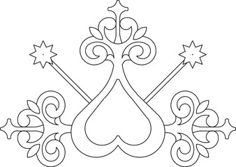 Vector sketch illustration silhouette drawing traditional vintage floral carving ornament design