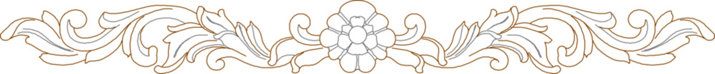 Vector sketch illustration silhouette drawing traditional vintage floral carving ornament design