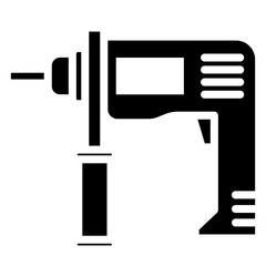 Power Drill Machine Glyph Icon, Black And White Glyph Icon Symbol Vector
