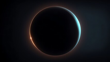 A single planet rendered as a smooth gradient sphere, glowing faintly in a dark void, with a thin illuminated ring encircling it