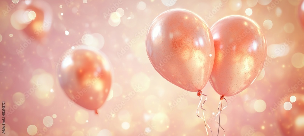 Poster Two shiny balloons against a soft, blurred background with bokeh lights.
