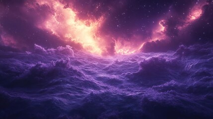 Fototapeta premium Breathtaking space nebula with a fiery center under the night sky.