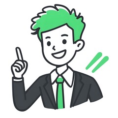 Hand-Drawn Illustration of Businessman with Bright Idea Concept