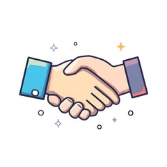 Cartoon Handshake Illustration of Business Agreement and Partnership