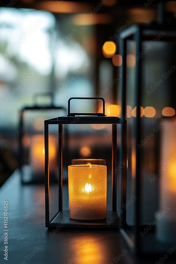 Poster Softly glowing lanterns illuminate a cozy setting, creating a warm and inviting atmosphere.
