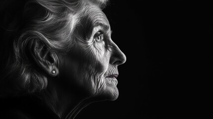 Profile of an Elderly Woman in High Contrast