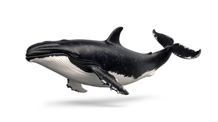 Humpback Whale 3D Render: Oceanic Beauty Against a White Background AI Generated