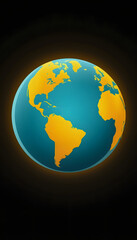 Illustration of golden globe of the Earth planet from particulars, vector style, with white tones
