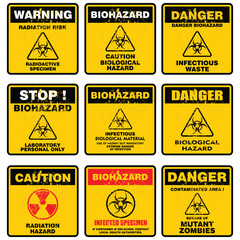 Warning, Caution, Danger, Biohazard, sign vector