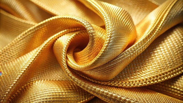 Intricately woven golden fabric with a subtle nodu texture and delicate ruban threads