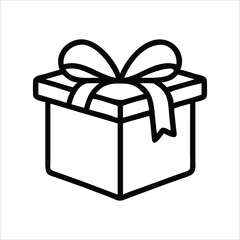 gift box line art isolated on white background