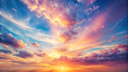 Obraz premium Soft focus background with pastel colors gradating into a dreamy sky at sunset, pastel colors