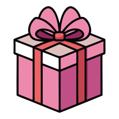 festive hand-drawn pink and red prize gift box design