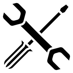 Wrench And Screwdriver Glyph Icon - Car Service