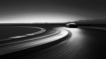 An aerial view of a race track with sharp curves symbolizing life's chaos and unpredictability vibrant lanes weaving through dynamic landscapes evoking adrenaline determination and strategic decisions