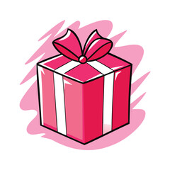 festive hand-drawn pink and red prize gift box design