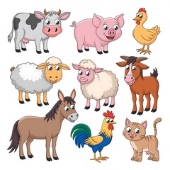Adorable Farm Animals Emoji Set 10 Cute Critters on a Clean White Background
