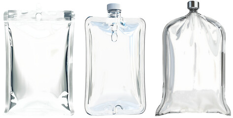 3D clear plastic enema bag isolated on transparent background for medical equipment projects
