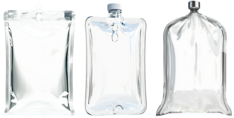 3D clear plastic enema bag isolated on transparent background for medical equipment projects