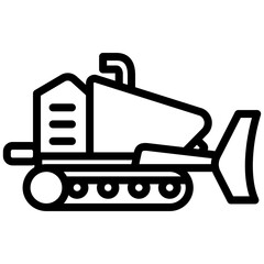 Crawler Dozer Outline Icon - Heavy Machinery Outline Icon © IntanStock