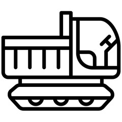 Crawler Truck Outline Icon - Heavy Machinery Outline Icon