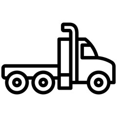 Semi Truck Outline Icon - Heavy Machinery Outline Icon