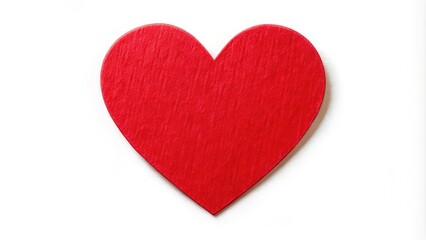Fototapeta premium A red heart shape sticker isolated on a white background with subtle texture, featuring a bold and vibrant design element for creative projects, flat lay, decorative element