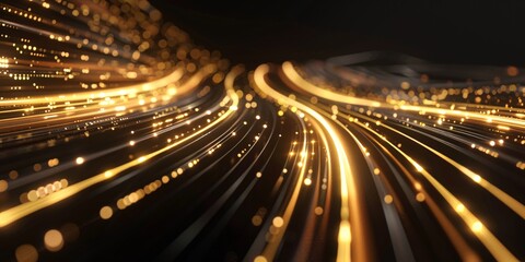 A gold abstract digital backdrop with illuminated connection dots