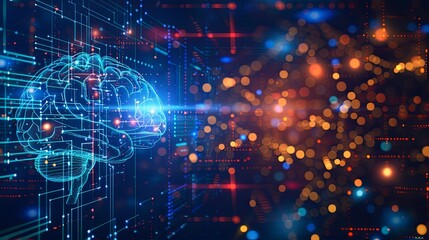 Obraz premium Digital Brain: A Neural Network Visualization of Artificial Intelligence