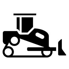 Bulldozer Glyph Icon - Heavy Machinery Glyph Icon © IntanStock