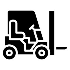 Forklift Glyph Icon - Heavy Machinery Glyph Icon