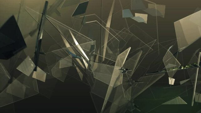Broken Glass Exploding Against Black Background in, Slow Motion Shot Glass Break intorduction or logo reveal promo