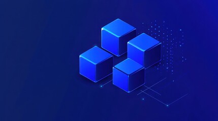 Obraz premium Abstract blue cubes isometric design, technology concept.