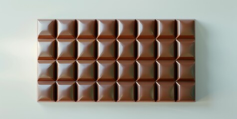 Obraz premium Chocolate bar on a light background Smooth texture with a glossy finish and pyramid shaped patterns, ideal for food related imagery