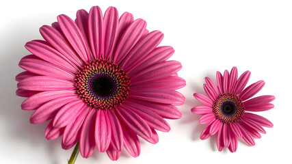 A single pink gerbera daisy with vibrant petals, isolated on white