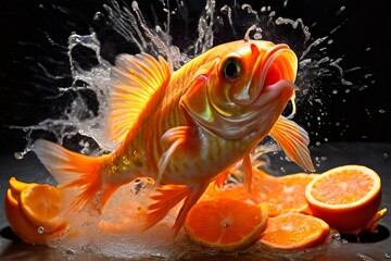 exploding goldfish a goldfish chalk piece exploding into a showe