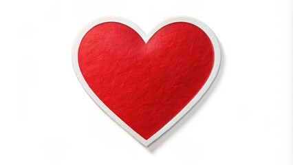 Fototapeta premium A red heart shape sticker isolated on a white background, with a subtle texture effect giving it a physical feel , love symbol, sticker design