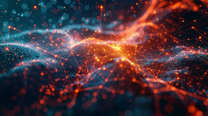 Abstract Network Data Visualization: Glowing Nodes and Interconnecting Lines