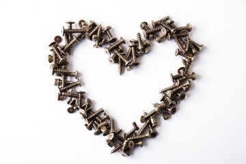 Unique Heart-Shaped Arrangement of Screws Perfect for DIY Projects, Crafts, and Home Decor