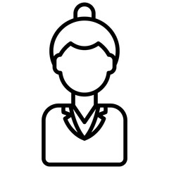 Lady Bank Employee Outline Icon, Banking and financial Concept