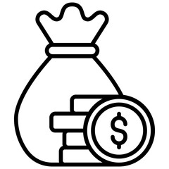 Money bag Outline Icon, Banking and financial Concept