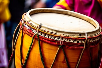 baisakhi dhol a close up shot of the traditional dhol drum durin