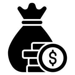 Money bag Glyph Icon, Banking and financial Concept