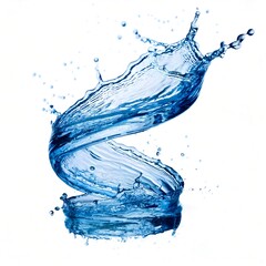 Dynamic Twisted Water Splash Isolated on White Background - Perfect for Creative and Design Projects