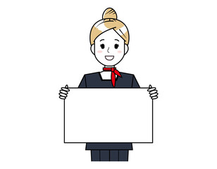 接客する女性のイラスト　美容アドバイススタッフ