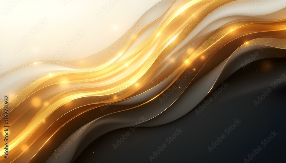 Poster line curve golden luxury on a brown background. a realistic template cover 3d style design. elegant 