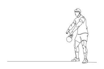 Weightlifting continuous one line drawing. Cardio and lifting exercises single line art illustration. Editable vector.