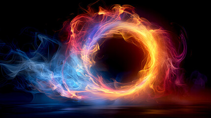Fototapeta premium Colorful Abstract Swirl of Smoke and Light in a Dark Background